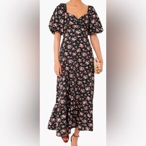Tuckernuck Hyacinth House Black Floral Seaport Dress Size XS
